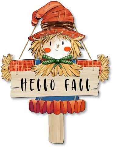 Leopard Pumpkin Fall Decor Sign for Front Door, Fall in Love Wooden Door Hanger, Rustic Farmhouse Autumn Pumpkin Wall Decor, Thanksgiving Halloween Porch Decorations for Home (Thanksgiving) by COLORVALLEYART