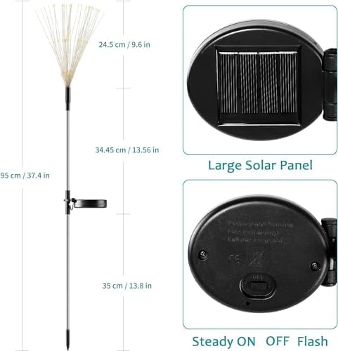 JJGoo Solar Firework Lights, 4 Pack 120 LEDs 2 Lighting Modes Solar Garden Lights Outdoor Waterproof for Yard Patio Walkway Pathway Party Wedding Christmas Decorative - White - Image 2