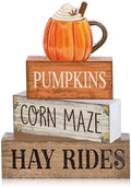 Lineshading 4 Pcs Fall Tiered Tray Decor, Wooden Pumpkin Farmhouse Signs by Lineshading