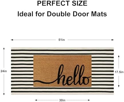Fall Front Door Mat 2'x4.3', Cotton Washable Striped Outdoor Rug - Image 2