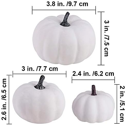 BESTTOYHOME 12 PCS Assorted Sizes Rustic Harvest White Artificial Pumpkins for Halloween, Fall Thanksgiving Decorating Harvest Embellishing and Displaying - Image 6