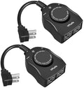 TiFFCOFiO Outdoor Christmas Light Timer, Dusk to Dawn Sensor Countdown, Outdoor Timers for Electrical Outlets Waterproof, 2 Grounded Outlets for Christmas Lights, 15A 1/2HP, CSA Listed (2 Pack) by TiFFCOFiO