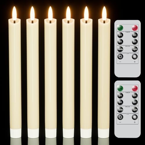 Wondise Real Wax Flameless Taper Candles with Remote Timer Ivory by Wondise