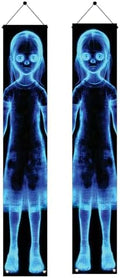 2PCS Halloween Ghost Girl Porch Banners 71 x 12 Inch Creepy Blue Hologram Haunted Spirit Door Decorations Spooky Horror Hanging Signs for Indoor Outdoor Scary Party Entryway Wall Décor by Unknown