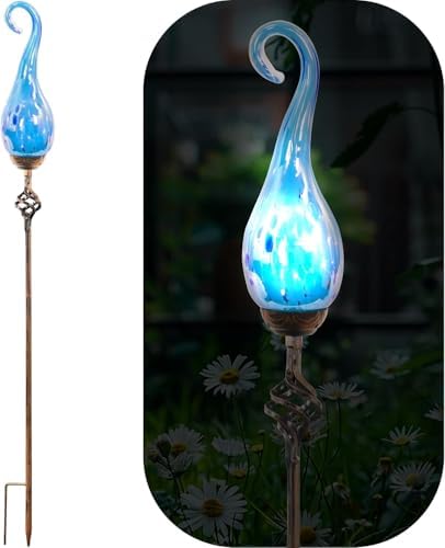Solar Garden Lights, Decorative Led Flame Garden Stakes, Outdoor Garden Decor, Sky Bule Flame Solar Lights Outdoor Decorative for Pathway, Lawn, Patio, Driveway by Unknown