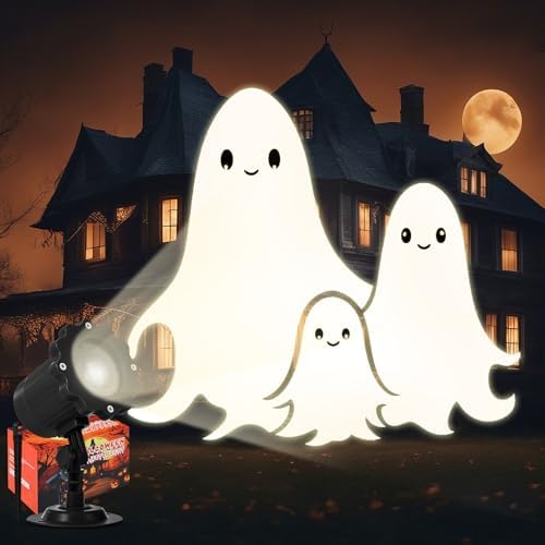 Treela Cute Ghost Projector Light Outdoor Halloween Decoration, Dynamic by Treela