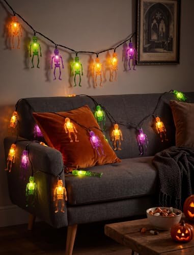 8.5FT 10 LED Outdoor Halloween Skeleton String Lights Plug In, Waterproof - Image 6