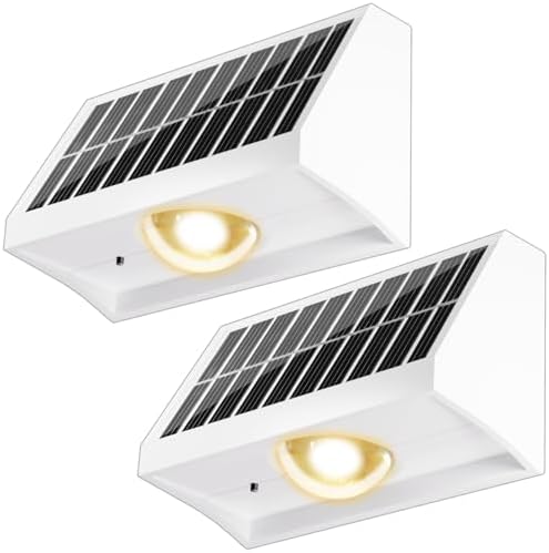 Solar Fence Lights Outdoor Waterproof Warm & Cool White & RGB（2 Pack White） by SenLuKit