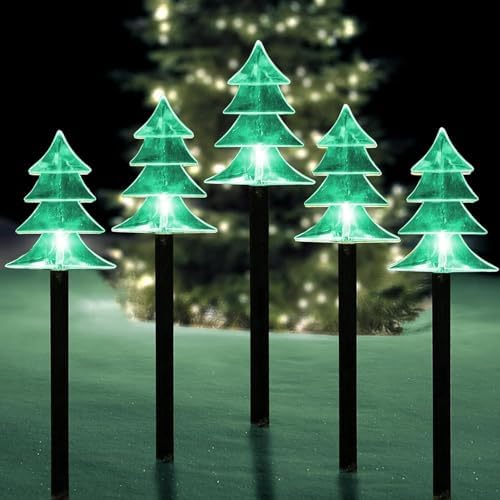 Christmas Decorations Outdoor, Solar Tree Pathway Lights, 5 PCS by ILLUMINEW