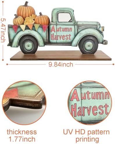 Harvest Truck Sign Autumn Decor Wooden desktop decoration Halloween Pumpkins fall decorations Thanksgiving Table Decorations for Home,Farmhouse,Office,Garden - Image 2