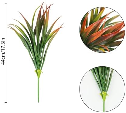 32 Pcs Artificial Grass Fake Plants 17.3in Outdoor Plastic Plants UV Resistant Greenery Fake Grass for Home Window Garden Office Patio Hanging Planter Pathway Front Porch Décor Red - Image 4