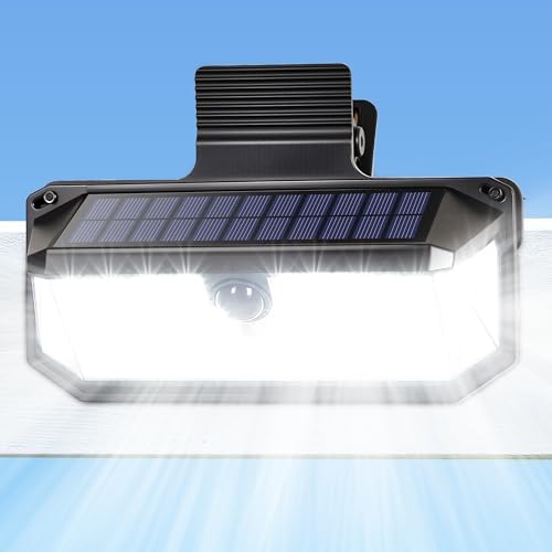 LUHLEE 416 LEDs Clip On Solar Lights Outdoor, 1500LM & 300° Angle Bright Motion Sensor Outdoor Lights with 3 Lighting Mode, IP65 Waterproof Solar Security Light for Fence, Patio, Backyard, Gutter (1) by LUHLEE