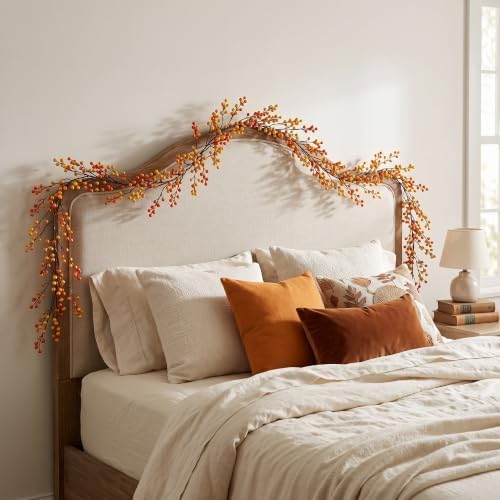 Thiccywoov 2 Pack 9 ft Fall Berry Garland Artificial Autumn Orange Vine - Image 6
