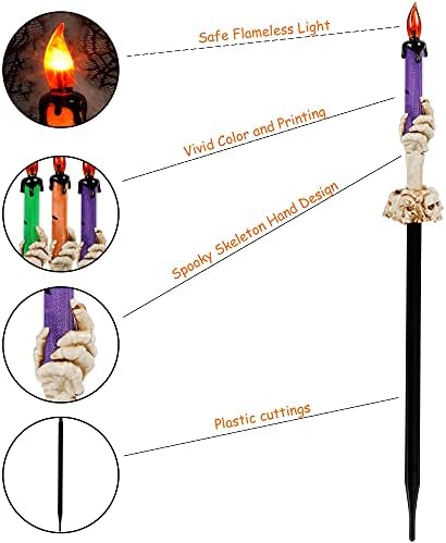 LJLNION Halloween Decorations, 5 Pack Tabletop Candle Lights with Skeleton Ghost Hand, Waterproof Lighted Yard Stakes, Battery Operated for Light Up Halloween Indoor/Outdoor Garden Decor - Image 6