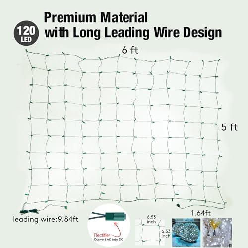 Led White Christmas Net Lights Outdoor Christmas Bushes Lights 120Led 6ftx5ft, Connectable Outdoor Indoor Mesh Net Lighting for Xmas Holiday, Garden, Lawn, Shrubs, Trees, Bushes Decorations - Image 7