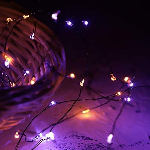 MIYA LIFE Purple Orange Halloween Fairy Lights Battery Operated - 10FT 60LEDs with Remote & Timer Halloween Lights Indoor for Thanksgiving Decorations Mini Halloween Lights - Image 3