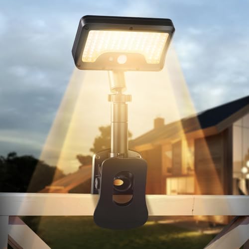 Clip On Solar Motion Lights Outdoor,360°Rotatable Fence Lights(1Pack,3000K) by SunlightEncounter
