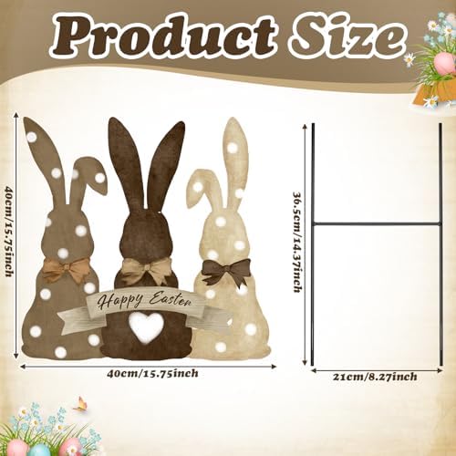 Weysat Easter Decorations Outdoor Metal Easter Yard Signs Large Bunny Garden Stakes Cute Rabbit Garden Lawn Porch Decor for Home Pathway Front Door Party Outside Yard Patio Decor - Image 3