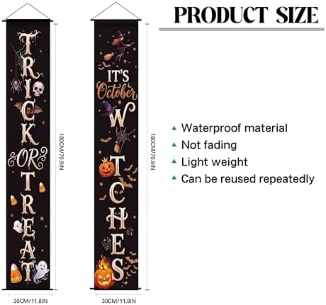 Outdoor Halloween Decorations Door Banner - Waterproof Spooky Porch Signs for Front Door Yard Haunted House Party Decor - Image 2
