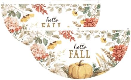 Fall Thanksgiving Semicircular Hanging Decorative Bunting Flag 2pcs by Ouqiuwa