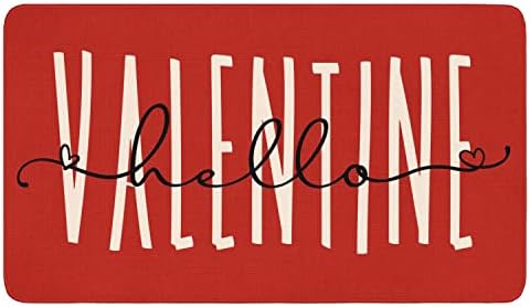 Valentines Door Mat,Red Hello Valentine Hearts Indoor Outdoor Non-Slip Valentine Doormat,Entryway Front Porch Valentine's Welcome Mat for Entrance Decor,30" x 17" by Xsinufn