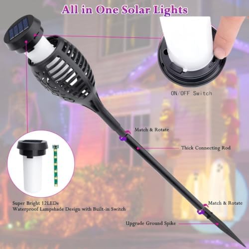 LNRYY Purple Flame Solar Halloween Lights for Halloween Decorations Outdoor - Image 5