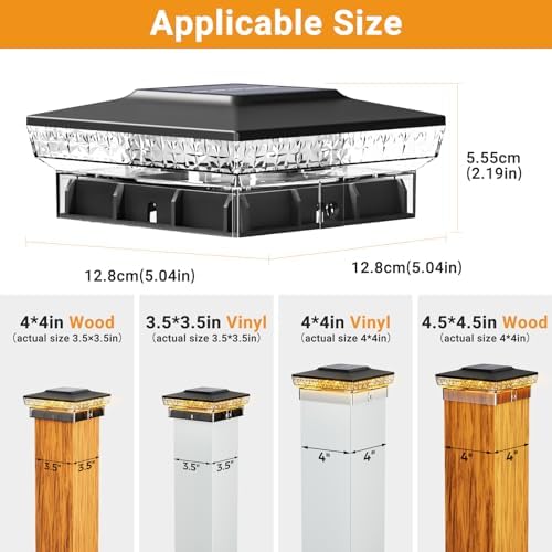 btfarm Solar Post Cap Lights, 2 Colors Modes, Fit 4x4 3.5x3.5 Wooden/Vinyl - Image 4
