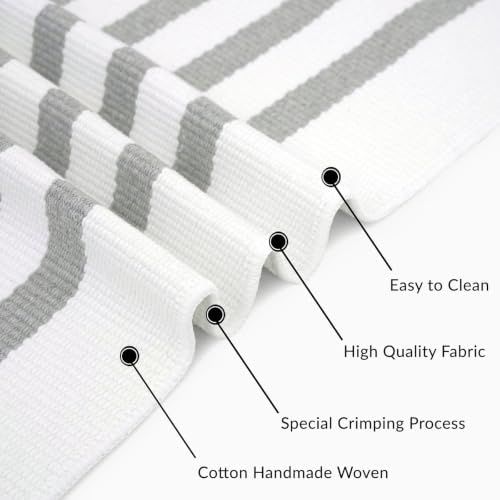 IOHOUZE 2x3 Striped Outdoor Door Mat, Washable Porch Rug, Grey White - Image 4