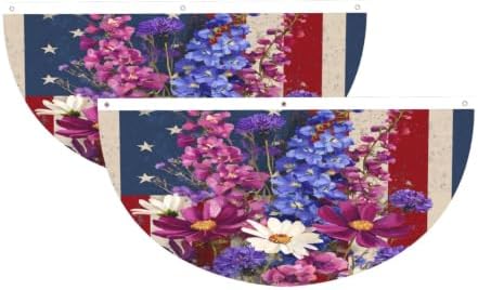 Red White Blue Flowers Semicircular Hanging Decorative Bunting Flag 2pcs by Ouqiuwa