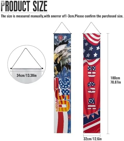 doginthehole 250th Anniversary USA Door Banner Patriotic Bald Eagle 250 Years Porch Sign Memorial Day American Flag Front Door Decorative Hanging Banner 2pcs USA Decoration Home Outdoor Yard Decor - Image 4