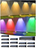 Solar Fence Lights 12 Pack, RGB & Warm White & Cool White & 12 Modes by INDARUN