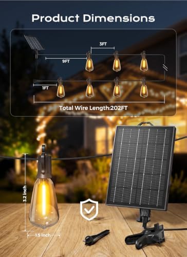 Brightown 202FT Solar String Lights Outdoor Waterproof, 26Hrs Runtime - Image 6