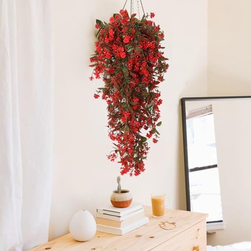 RECUTMS Artificial Fake Hanging Flowers Plants for Outdoors Decor 2Pcs - Image 4