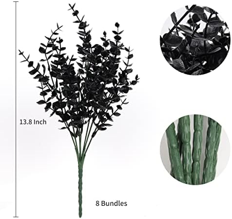 RECUTMS Black Artificial Flowers,Fake Outdoor UV Resistant Plants 8 Packs - Image 2