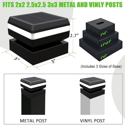 Modern Solar Post Cap Lights - 8 Pack, 2 Modes LED(3000K/6000K) Deck Fence Cap Light for 2x2, 2.5x2.5, 3x3 Posts, IP65 Waterproof, Decoration for Patio, Porch - Image 4