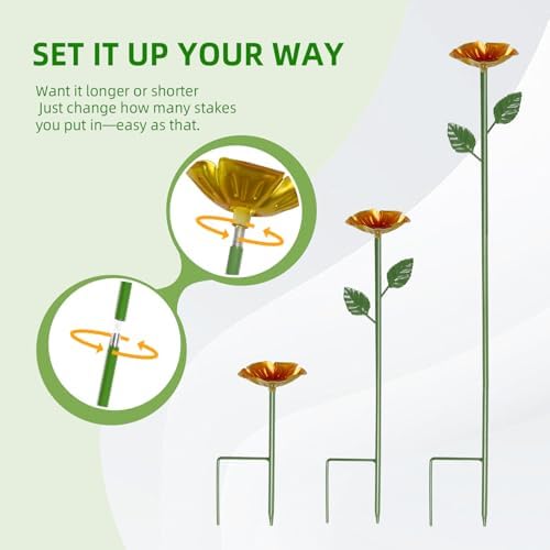 4 Pack Bee Watering Station for Garden, Colorful Metal Flower Bee Bath, Decorative Design Attracts Bees & Butterflies, Easy Install Durable Outdoor Yard Decor - Image 5