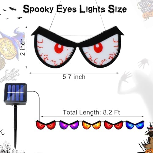 Solar Halloween Lights Spooky Eyes for Bushes, 5 Pairs Flashing Glowing Eyes Halloween Decorations Outdoor, Blinking Eye Lights for Yard Decorations (Multicolor) - Image 2