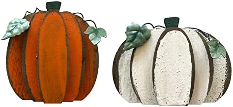 SAGUZOU Rustic Wooden Pumpkin Fall Decoration for Home Fall Harvest Tabletop Desk Shelf Kitchen Tiered Tray Decorations Thanksgiving Halloween Pumpkins Farmhouse Sign Fall Decor-Set of 2 by SAGUZOU
