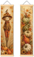 Scarecrow Pumpkin Door Banner Set of 2, Autumn Harvest Porch Decor for Home by Unknown