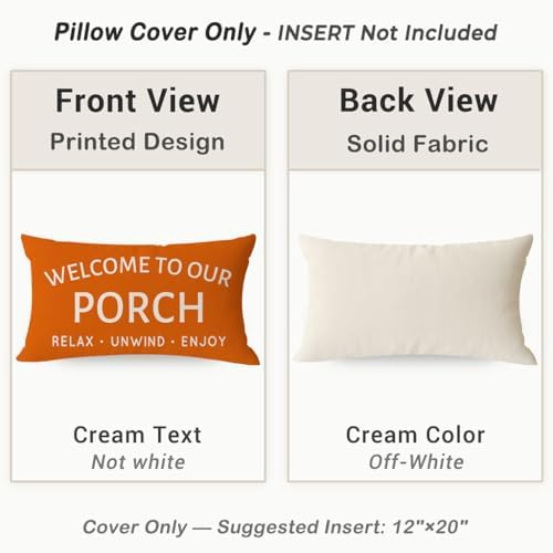 Outdoor Decorative Throw Pillow Covers 12x20 Inch Set of 2, Orange - Image 4