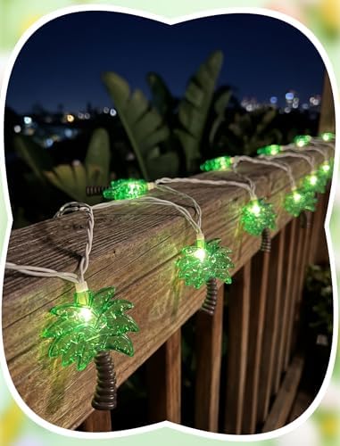 8.5Ft Palm Tree String Lights Outdoor, Hawaiian Beach Themed Party Decorations Lights with 10 LED Palm Tree Lights, Plug in Fairy Lights for Outdoor Indoor Tropical Beach Party Birthday Pool Decor - Image 5