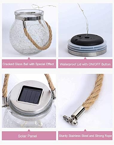 2 Pack Hanging Solar Powered LED Lights,Cracked Glass Ball Light, Waterproof Outdoor Christmas Decorative Lantern for Garden, Yard, Patio, Lawn (Colorful) - Image 5