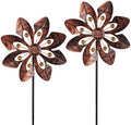 VEWOGARDEN 2 Pack Wind Spinners Outdoor, Metal Wind Spinner with Flower Design for Yard Garden Lawn Decorations, Antique Bronze by VEWOGARDEN