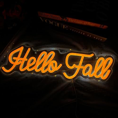Hello Fall Neon Sign for Fall Decor, 1Pc Hanging Chain,16.5x4.7In - Image 5
