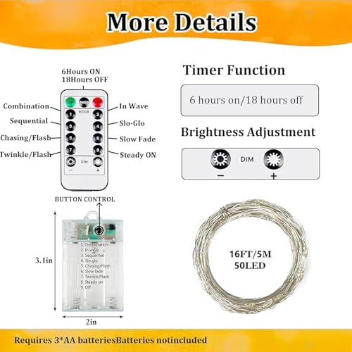 4 Pack Fairy Lights Battery Operated with Remote 16FT 50 LED String Lights - Image 7