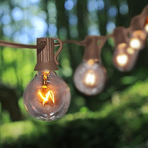 GOOTHY Outdoor String Lights, 25FT Hanging Patio Lights String with 27 G40 Clear Globe Bulbs (2 Spare), Connectable Globe String Lights for Indoor Outdoor Garden Commercial Decor, C7/E12 Base - Brown - Image 4