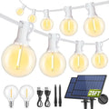 Mlambert 50FT(25FTx2) Solar String Lights with 20+2 LED G40 Bulbs, White by Mlambert