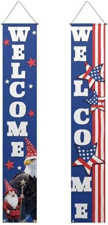 doginthehole 4th of July Patriotic Decorations Hanging Front Porch Door Banner American Flag Blue July Fourth Decor for Home School Office Yard Garage, Memorial Day Decor Outdoor Indoor - Image 2