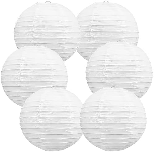 BEISHIDA 12 Inch White Paper Lanterns 6 Packs Hanging Round Chinese Lantern by Beishida