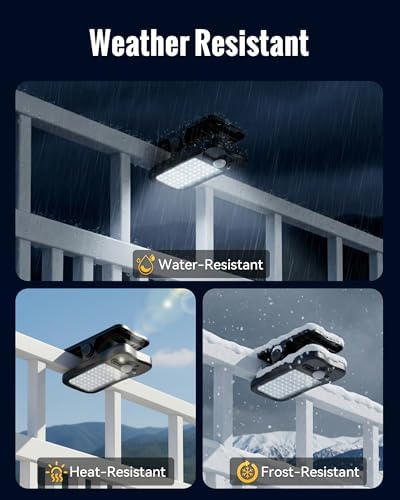 Clip On Solar Fence Lights Outdoor Waterproof, Solar Clamp on Security Motion Sensor Lights with 3 Light Modes for Fence, Wall, Garage, Patio Umbrella (2 Pack) - Image 5